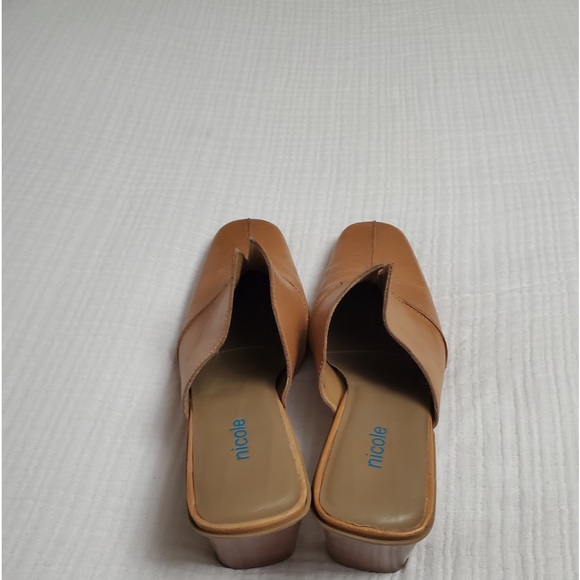 Nicole Slip On Tan Leather Mules Size 8 Classic Boho Chic Vintage Retro Fall - Picture 12 of 12